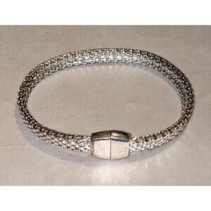 Simple & Modern MONET Silver Tone Metal Mesh Bracelet w/ Magnetic Clasp Closure